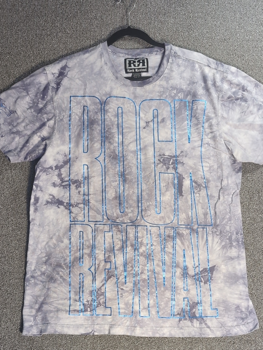 Rock Revival Ice Dye T-Shirt Size XL in Gray/Blue